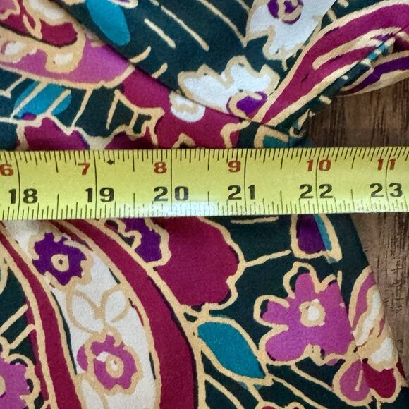 Umgee Top Paisley Blouse Button Front Ruffle Balloon Sleeve Womens Size Large - Picture 8 of 14